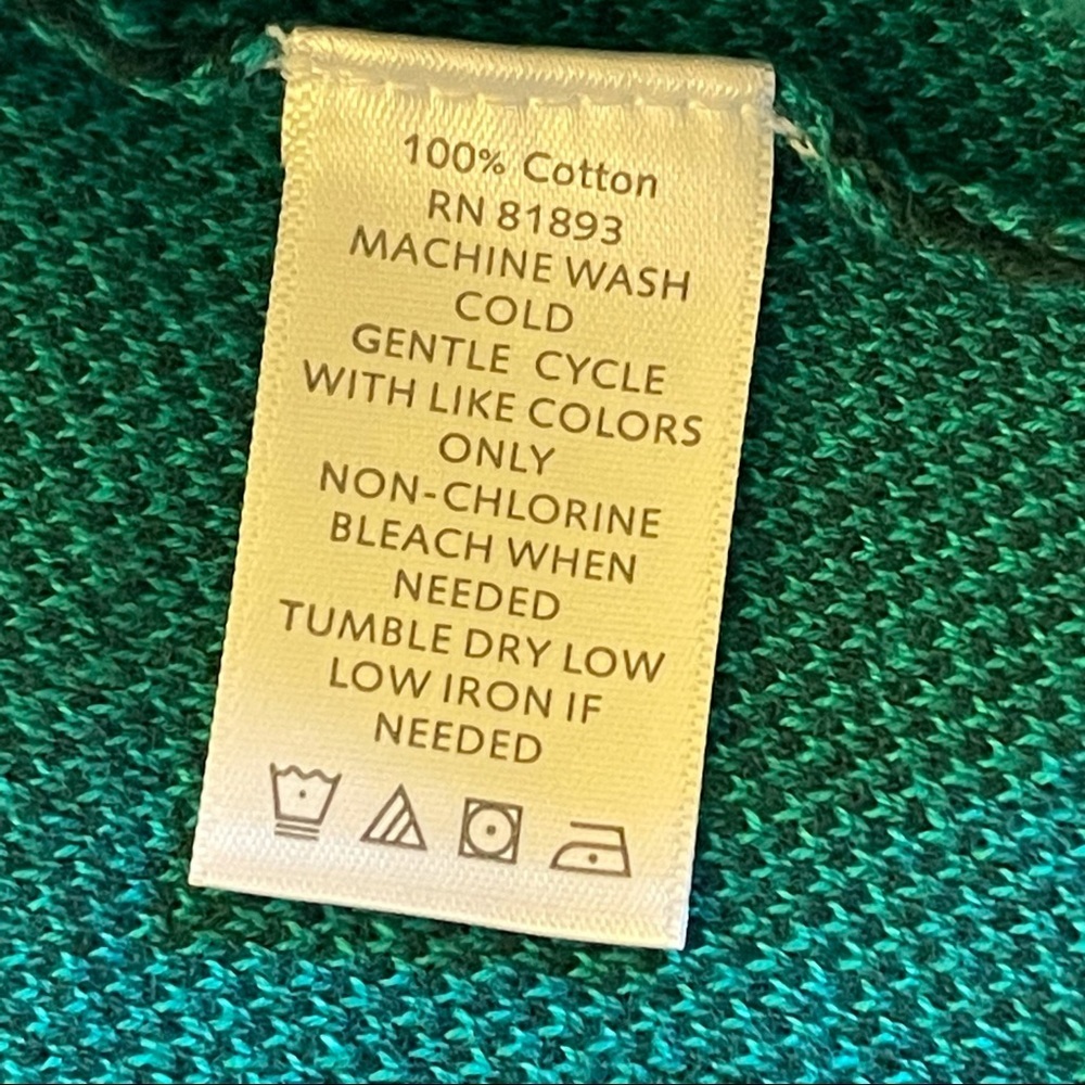 Isaac Mizrahi Live Teal Turquoise Cotton Cardigan Button Front Sweater - Picture 14 of 14